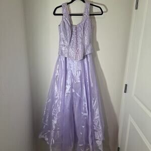 Vtg Y2k 90s Dollar Lavender Purple Lace Corset Fairy Maxi Prom Dress Sz Small